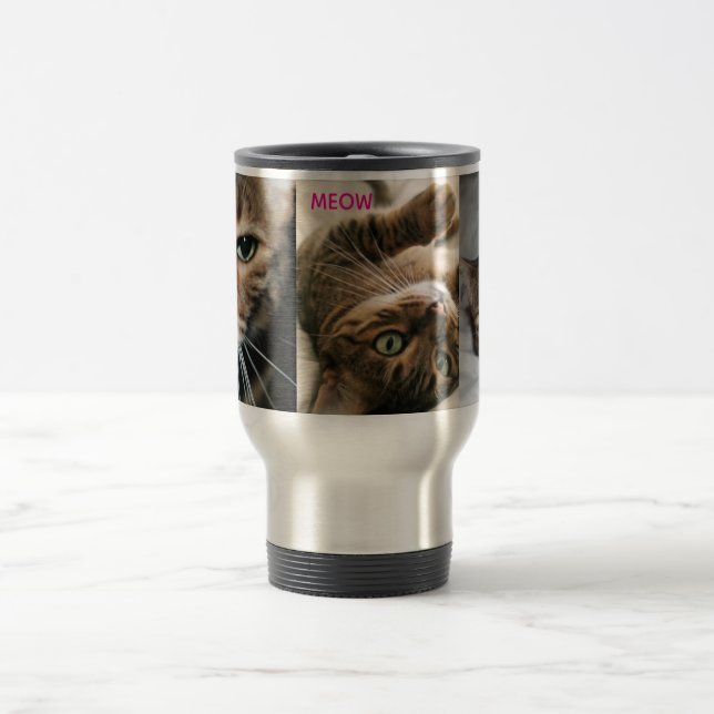 Meow Bengal Cat Travel Mug (Center)