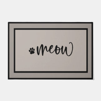 Meow Black Cat Doormat, Funny Kitty Cat Doormat