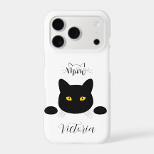 Meow Black Cat Golden Eyes Customisable