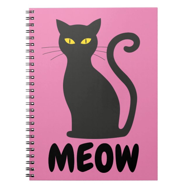 MEOW BLACK CAT SPIRAL NOTEBOOK (Front)