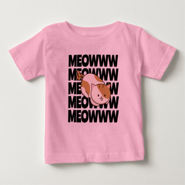 Meow Cat Baby Fine Jersey T-Shirt (Front)