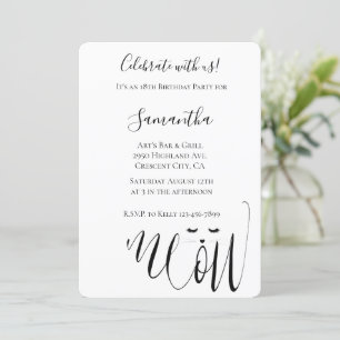 Meow Cat Birthday Invitation