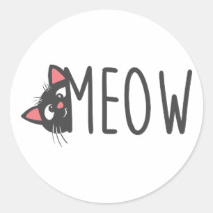 Meow cat - Choose background colour Classic Round Sticker
