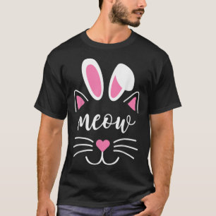 Meow Cat Face Easter Day Bunny Ears Shirt Funny Ca