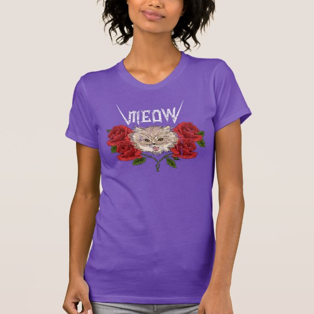 Meow Cat Graphic Women's T-Shirt (Front)
