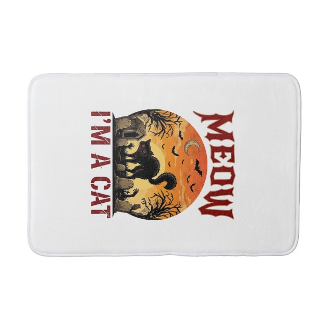 Meow Cat Halloween Black Cemetery_1 Bath Mat (Front)