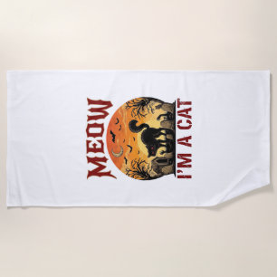Meow Cat Halloween Black Cemetery_1 Beach Towel