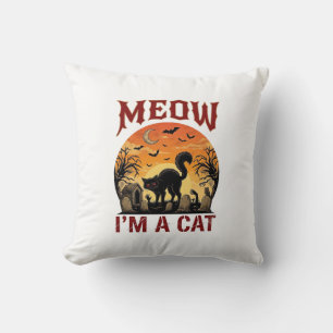 Meow Cat Halloween Black Cemetery_1 Cushion