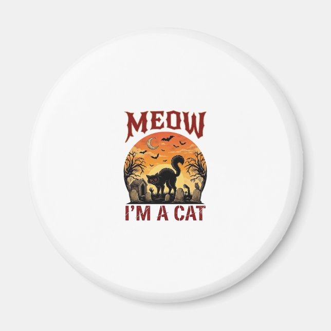 Meow Cat Halloween Black Cemetery_1 Magnet (Front)