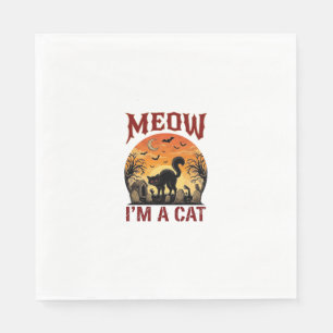 Meow Cat Halloween Black Cemetery_1 Napkin