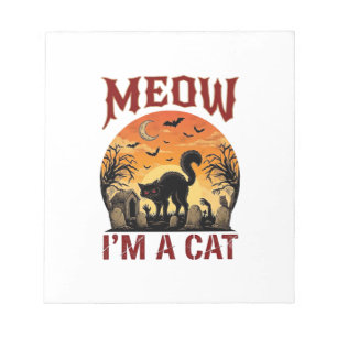Meow Cat Halloween Black Cemetery_1 Notepad