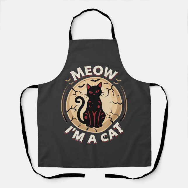 Meow Cat Halloween Graphic Design_1 Apron (Front)