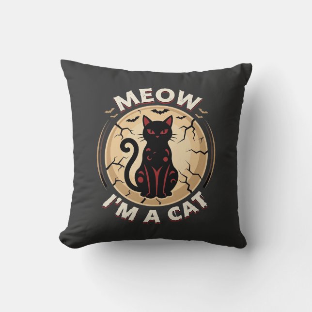 Meow Cat Halloween Graphic Design_1 Cushion (Front)