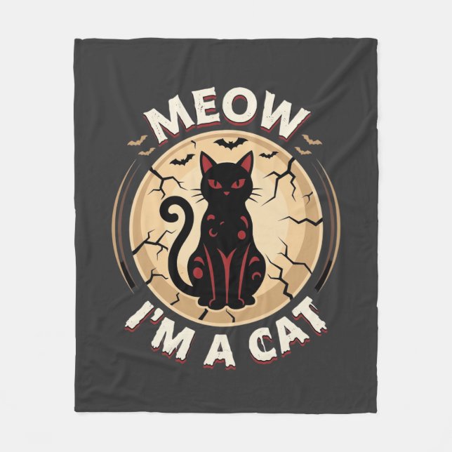 Meow Cat Halloween Graphic Design_1 Fleece Blanket (Front)