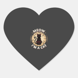 Meow Cat Halloween Graphic Design_1 Heart Sticker
