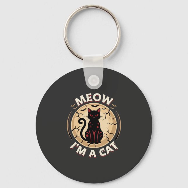 Meow Cat Halloween Graphic Design_1 Key Ring (Front)