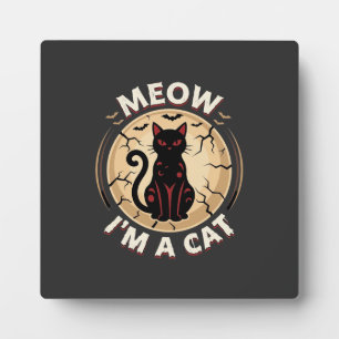 Meow Cat Halloween Graphic Design_1 Plaque