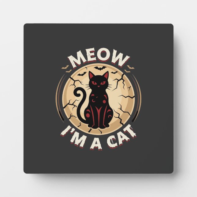 Meow Cat Halloween Graphic Design_1 Plaque (Front)