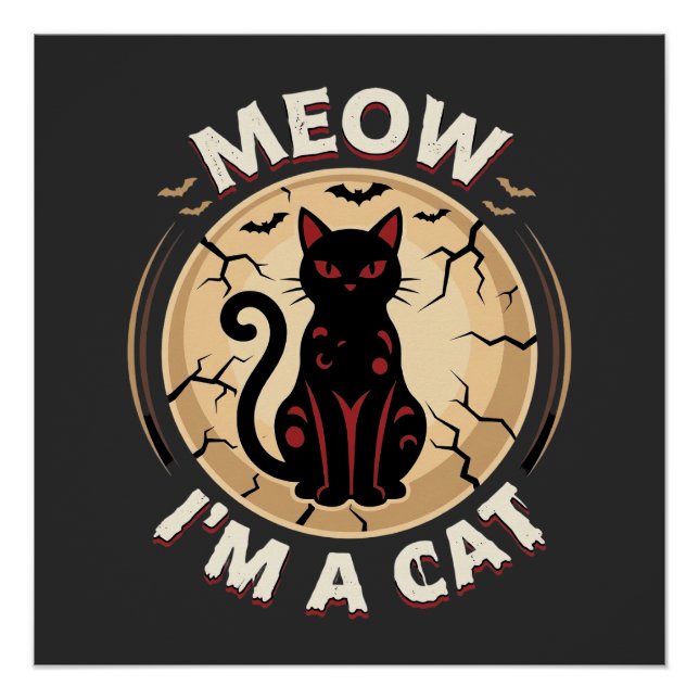 Meow Cat Halloween Graphic Design_1 Poster (Front)