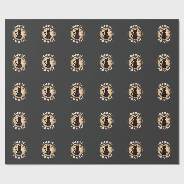Meow Cat Halloween Graphic Design_1 Wrapping Paper (Flat)