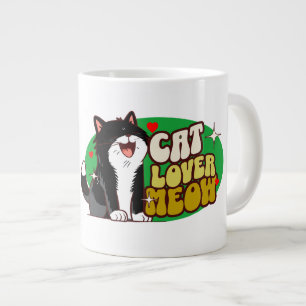 Meow Cat Lover - black cat Large Coffee Mug