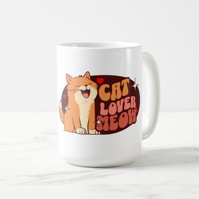 Meow Cat Lover - orange cat Coffee Mug (Front Right)