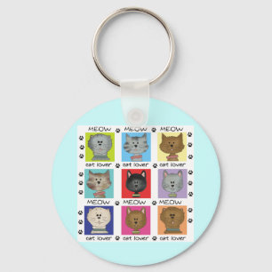Meow Cat Lover Tshirts and Gifts Key Ring