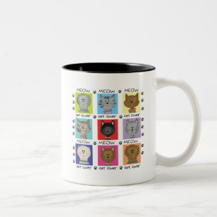 Meow Cat Lover Tshirts and Gifts Two-Tone Coffee Mug