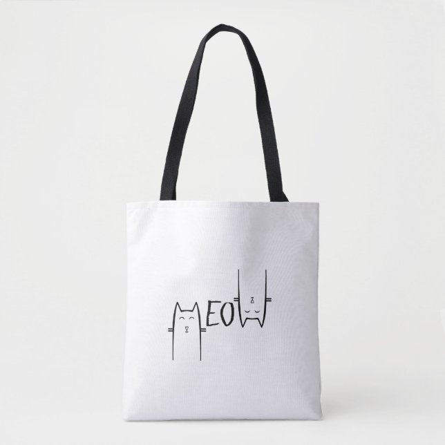 meow cat lover unique design  tote bag (Front)