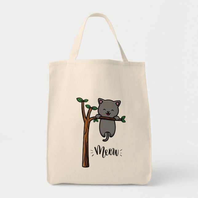 MEOW CAT ON TREE  TOTE BAG (Front)