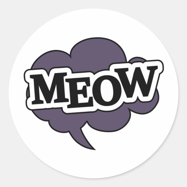 Meow cat pop art classic round sticker (Front)