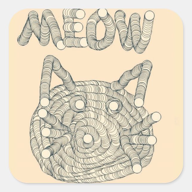 MEOW Cat Square Sticker (Front)