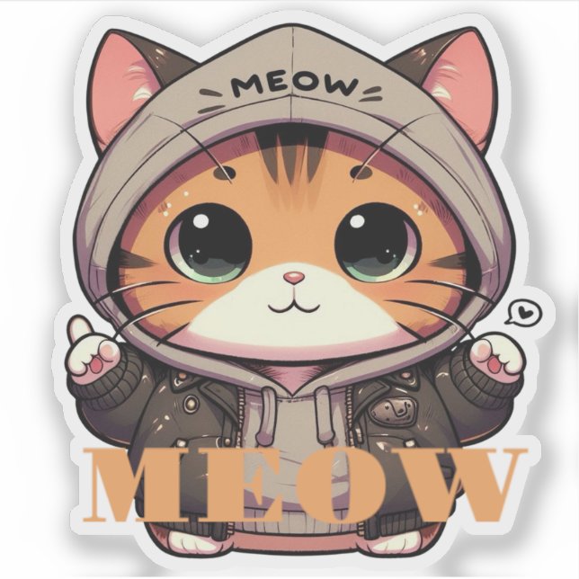 "Meow" cat sticker (Front)