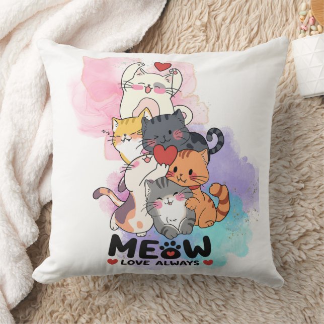 Meow cat throw pillow  (Blanket)
