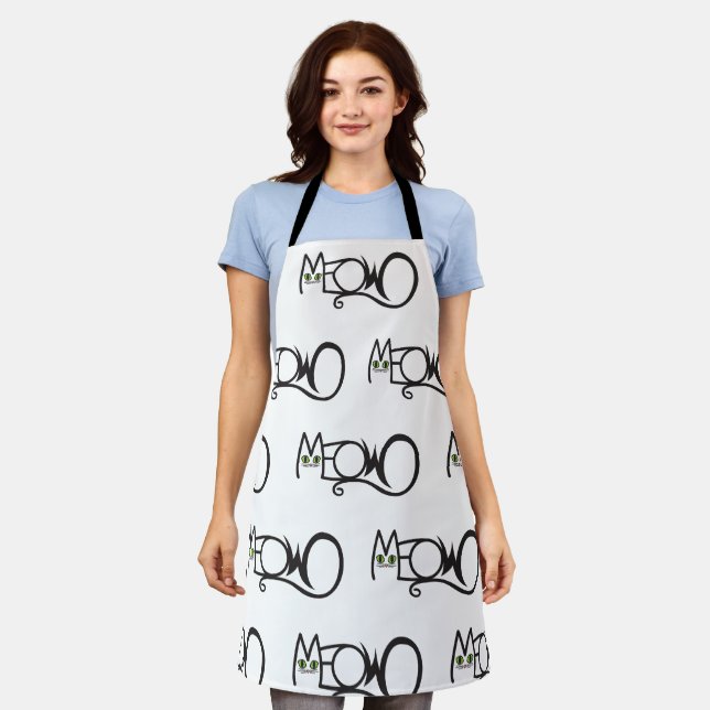 Meow Cat Typography Apron (Worn)