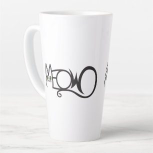 Meow Cat Typography Latte Mug