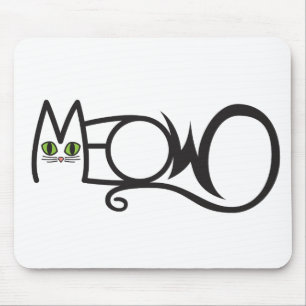 Meow Cat Typography Mouse Pad