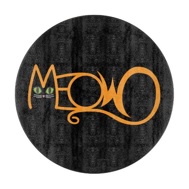 Meow Cat Typography ORANGE Cutting Board (Front)