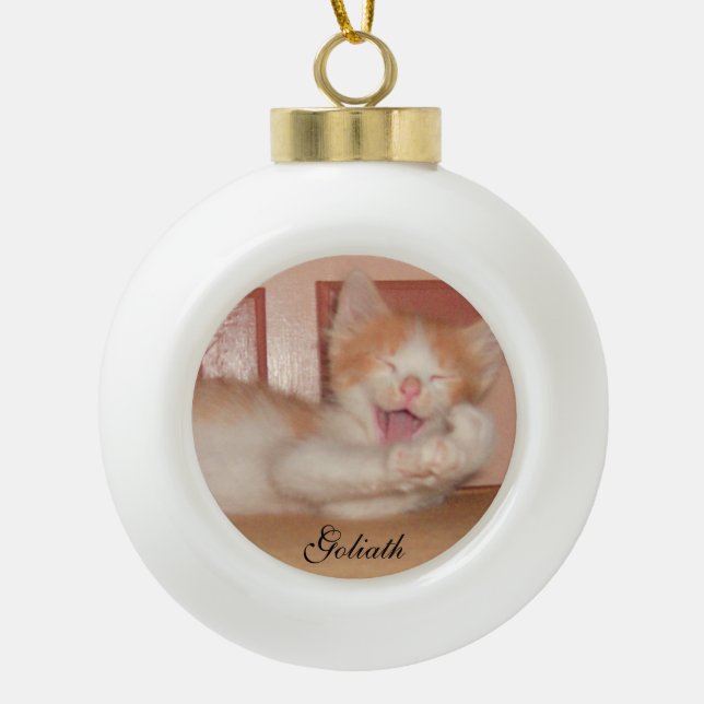 Meow Cats Ceramic Ball Christmas Ornament (Front)