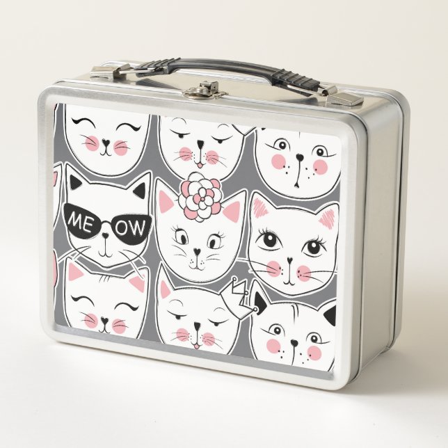 Meow Cats Metal Lunch Box (Front)