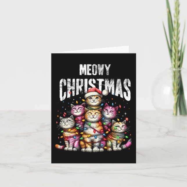 Meow Christmas Fun Cat Mum Cat Dad Christmas Cat  Card (Front)