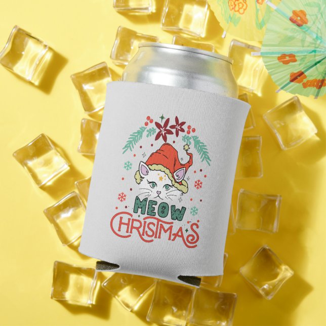 Meow Christmas, Merry Christmas Can Cooler (In Situ Summer)