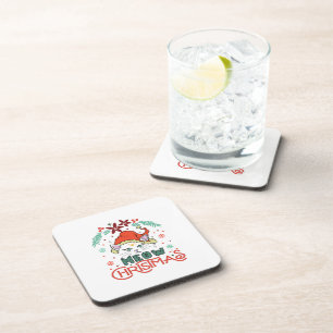 Meow Christmas, Merry Christmas Coaster