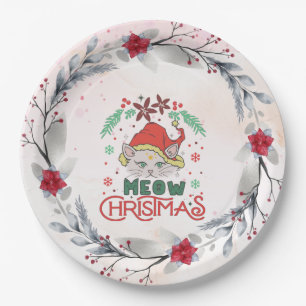 Meow Christmas, Merry Christmas Paper Plate