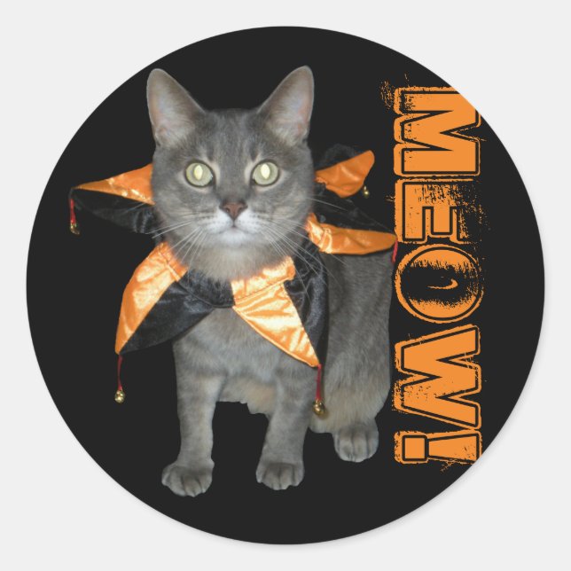 Meow Costume Cat Classic Round Sticker (Front)