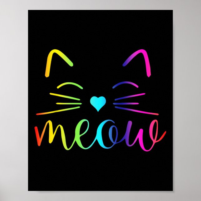 Meow Cute Cat Face Funny Quote For Cat Fans For Me Poster (Front)