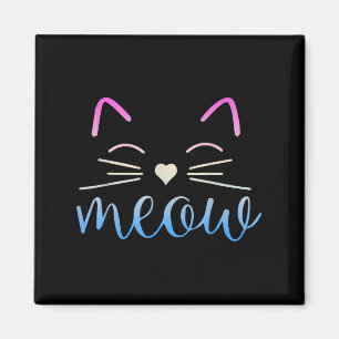 Meow Cute Cat Face Funny Quote For Cat Fans Magnet
