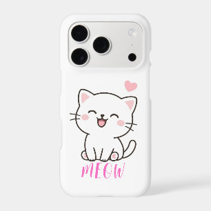Meow Cute Cat Phone Case   Funny Minimal Cat Lover