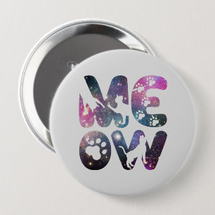 Meow – Cute Cat Silhouettes and Paw Prints Design 10 Cm Round Badge