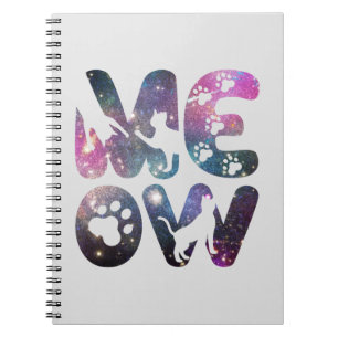 Meow – Cute Cat Silhouettes and Paw Prints Design Notebook